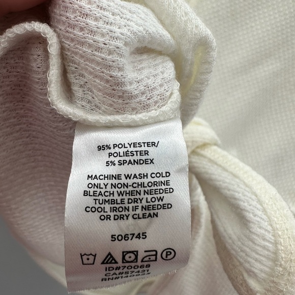 Loft textured white tie woman tie coastal grandma textured casual career top M - Picture 6 of 8